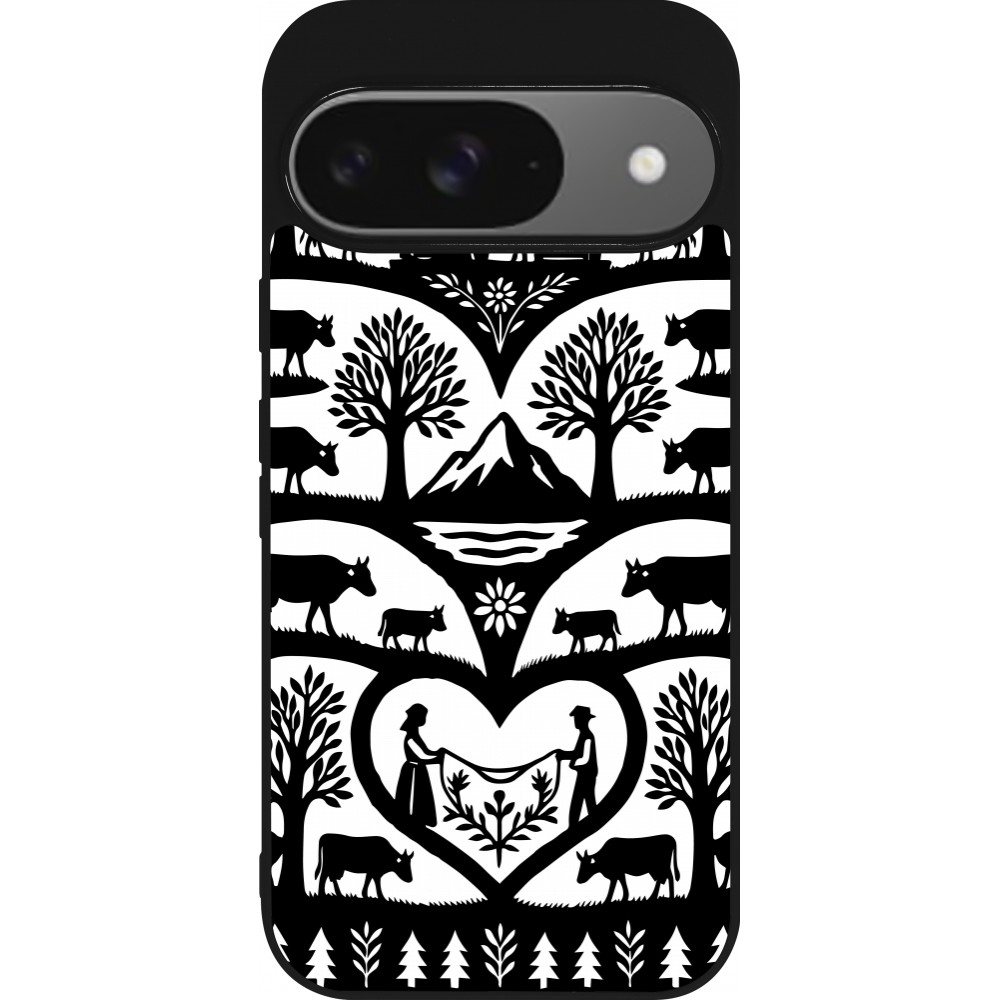 Coque Google Pixel 9 / Pixel 9 Pro - Silicone rigide noir Poya Suisse 2