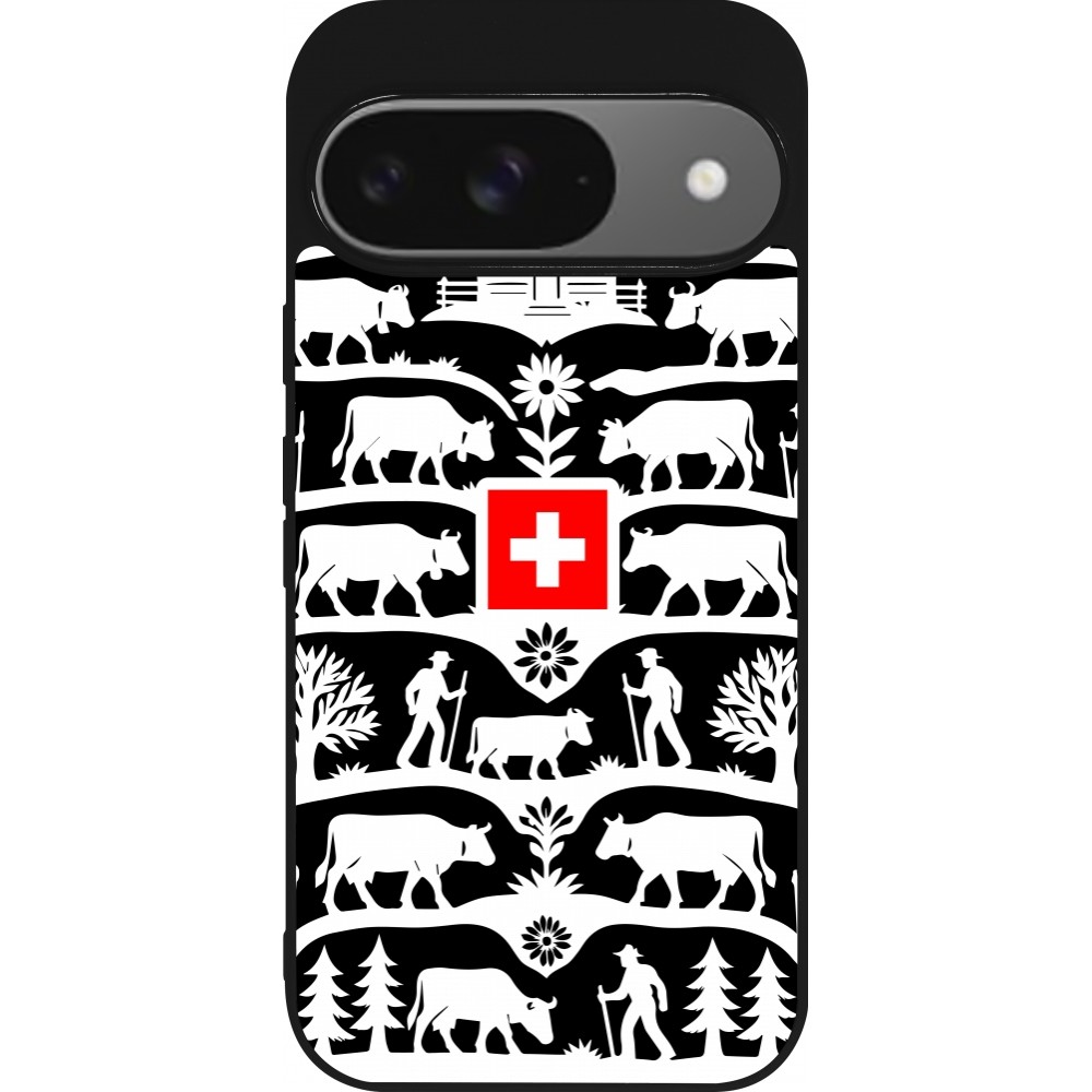 Coque Google Pixel 9 / Pixel 9 Pro - Silicone rigide noir Poya Suisse 3 noir