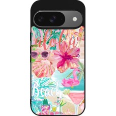 Coque Google Pixel 9 / Pixel 9 Pro - Silicone rigide noir Preppy Collage Aloha