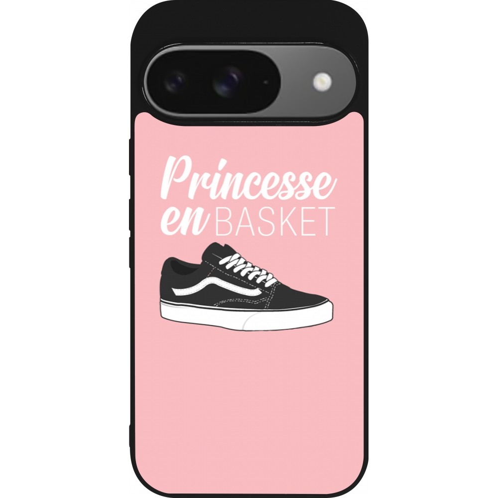 Coque Google Pixel 9 / Pixel 9 Pro - Silicone rigide noir princesse en basket