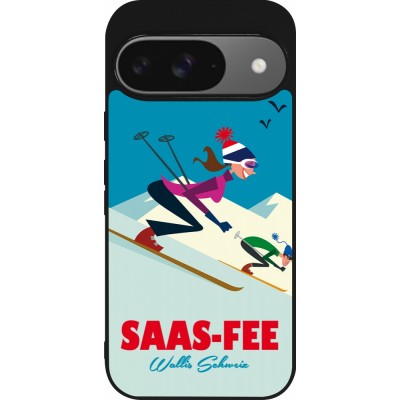 Google Pixel 9 / Pixel 9 Pro Case Hülle - Silikon schwarz Saas-Fee Ski Downhill