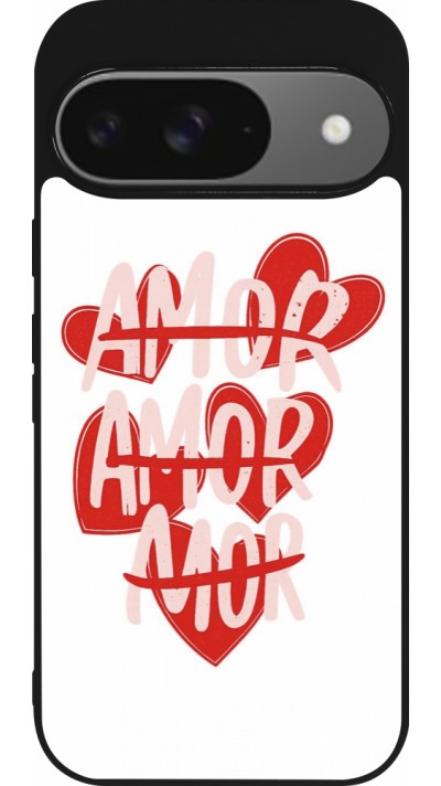 Coque Google Pixel 9 / Pixel 9 Pro - Silicone rigide noir Saint Valentines Day 26 Amor
