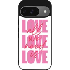 Coque Google Pixel 9 / Pixel 9 Pro - Silicone rigide noir Saint Valentines Day 26 Love all we need is