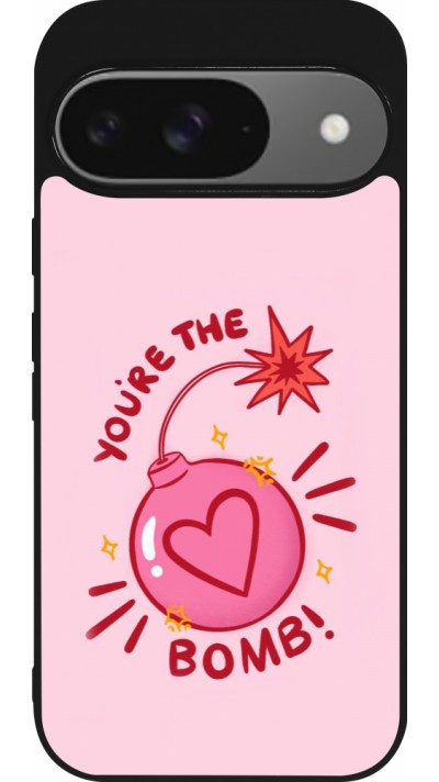 Coque Google Pixel 9 / Pixel 9 Pro - Silicone rigide noir Saint Valentines Day 26 You are the bomb
