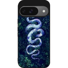 Coque Google Pixel 9 / Pixel 9 Pro - Silicone rigide noir Serpent Blue Anaconda