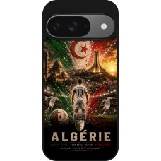 Coque Google Pixel 9 / Pixel 9 Pro - Silicone rigide noir Football Algérie splash 2026