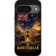 Coque Google Pixel 9 / Pixel 9 Pro - Silicone rigide noir Football Australie splash 2026