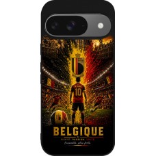 Coque Google Pixel 9 / Pixel 9 Pro - Silicone rigide noir Football Belgique splash 2026