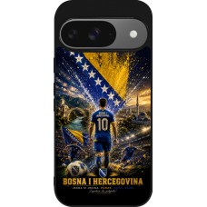 Coque Google Pixel 9 / Pixel 9 Pro - Silicone rigide noir Football Bosnie-Herzégovine splash 2026