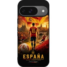 Coque Google Pixel 9 / Pixel 9 Pro - Silicone rigide noir Football Espagne splash 2026