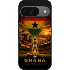 Coque Google Pixel 9 / Pixel 9 Pro - Silicone rigide noir Football Ghana splash 2026