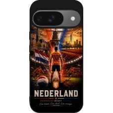 Coque Google Pixel 9 / Pixel 9 Pro - Silicone rigide noir Football Pays-Bas splash 2026