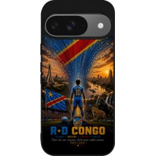 Coque Google Pixel 9 / Pixel 9 Pro - Silicone rigide noir Football République démocratique du Congo splash 2026