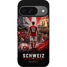 Coque Google Pixel 9 / Pixel 9 Pro - Silicone rigide noir Football Schweiz splash 2026