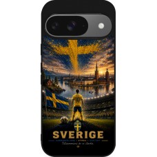 Coque Google Pixel 9 / Pixel 9 Pro - Silicone rigide noir Football Suède splash 2026