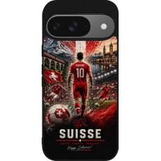 Coque Google Pixel 9 / Pixel 9 Pro - Silicone rigide noir Football Suisse splash 2026