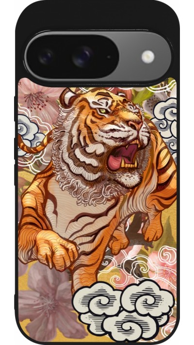 Google Pixel 9 / Pixel 9 Pro Case Hülle - Silikon schwarz Spring 23 japanese tiger