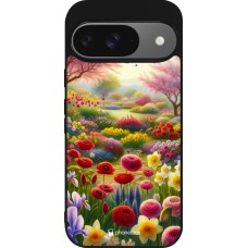 Coque Google Pixel 9 / Pixel 9 Pro - Silicone rigide noir Spring 25 Bouquet printemps