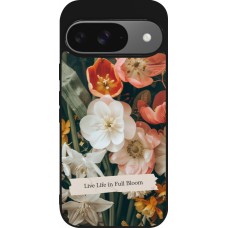 Coque Google Pixel 9 / Pixel 9 Pro - Silicone rigide noir Full Bloom Spring 2026