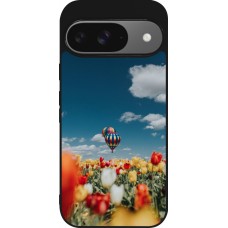 Coque Google Pixel 9 / Pixel 9 Pro - Silicone rigide noir Hot air balloon Spring 2026
