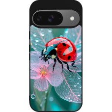 Coque Google Pixel 9 / Pixel 9 Pro - Silicone rigide noir Ladybird in bloom Spring 2026