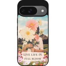 Coque Google Pixel 9 / Pixel 9 Pro - Silicone rigide noir Live life in full moon Spring 2026