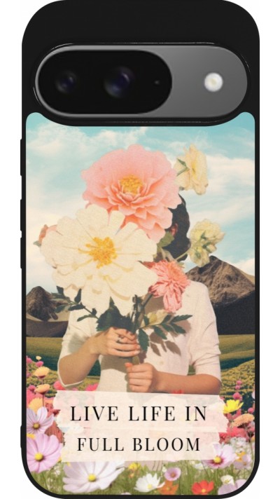 Coque Google Pixel 9 / Pixel 9 Pro - Silicone rigide noir Live life in full moon 2026