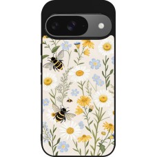 Coque Google Pixel 9 / Pixel 9 Pro - Silicone rigide noir Pattern bees Spring 2026