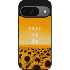 Google Pixel 9 / Pixel 9 Pro Case Hülle - Silikon schwarz Summer 2025 Enjoy your life