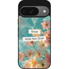Coque Google Pixel 9 / Pixel 9 Pro - Silicone rigide noir Summer 2025 Grow with the flow