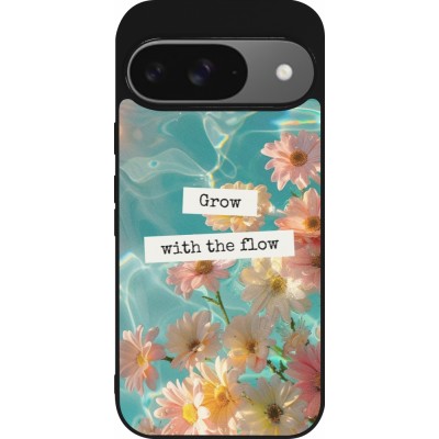 Coque Google Pixel 9 / Pixel 9 Pro - Silicone rigide noir Summer 2025 Grow with the flow