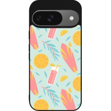 Coque Google Pixel 9 / Pixel 9 Pro - Silicone rigide noir Summer 2025 Pattern citron