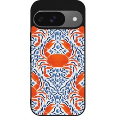 Coque Google Pixel 9 / Pixel 9 Pro - Silicone rigide noir Crabs and pearls Summer 2026