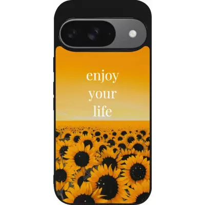 Google Pixel 9 / Pixel 9 Pro Case Hülle - Silikon schwarz Summer 2026 Enjoy your life