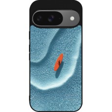 Coque Google Pixel 9 / Pixel 9 Pro - Silicone rigide noir Orange surf Summer 2026