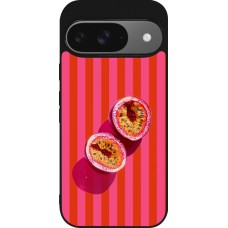 Coque Google Pixel 9 / Pixel 9 Pro - Silicone rigide noir Passion fruit Summer 2026