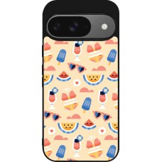Coque Google Pixel 9 / Pixel 9 Pro - Silicone rigide noir Pattern Summer 2026