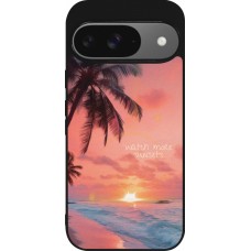 Coque Google Pixel 9 / Pixel 9 Pro - Silicone rigide noir Watch more sunsets Summer 2026