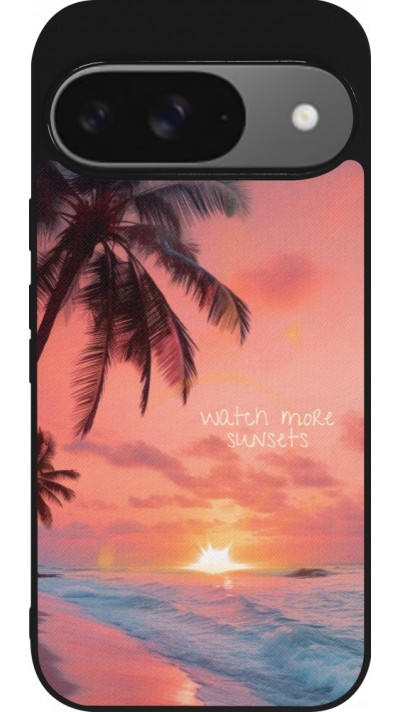 Coque Google Pixel 9 / Pixel 9 Pro - Silicone rigide noir Watch more sunsets Summer 2026