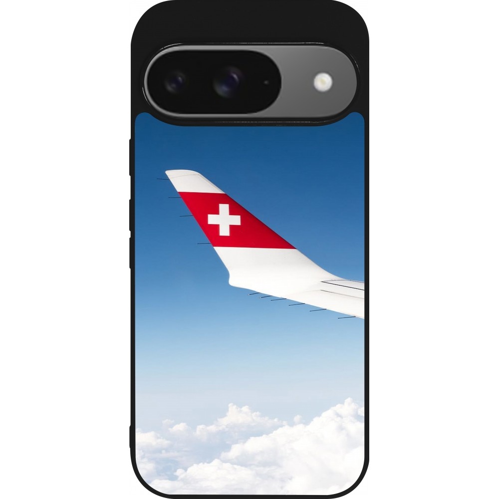 Google Pixel 9 / Pixel 9 Pro Case Hülle - Silikon schwarz  Schweizer Nationalfeiertag Sky Swiss Flag
