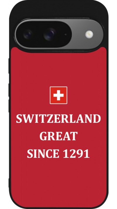Coque Google Pixel 9 / Pixel 9 Pro - Silicone rigide noir Switzerland Great Since 1291