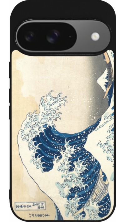 Coque Google Pixel 9 / Pixel 9 Pro - Silicone rigide noir Tableau art - La Grande Vague de Kanagawa - Hokusai