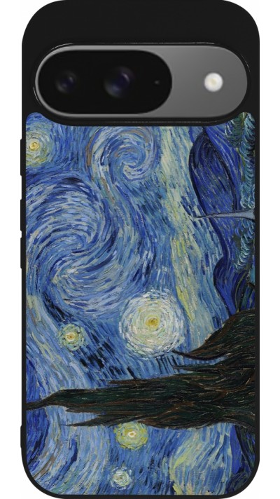 Coque Google Pixel 9 / Pixel 9 Pro - Silicone rigide noir Tableau art - La Nuit étoilée - Van Gogh