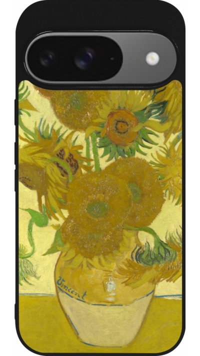 Coque Google Pixel 9 / Pixel 9 Pro - Silicone rigide noir Tableau art - Les Tournesols - Van Gogh