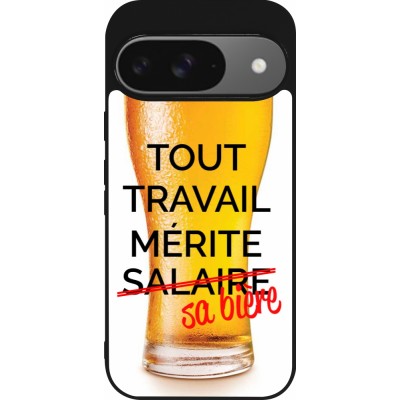 Google Pixel 9 / Pixel 9 Pro Case Hülle - Silikon schwarz Tout travail mérite sa bière