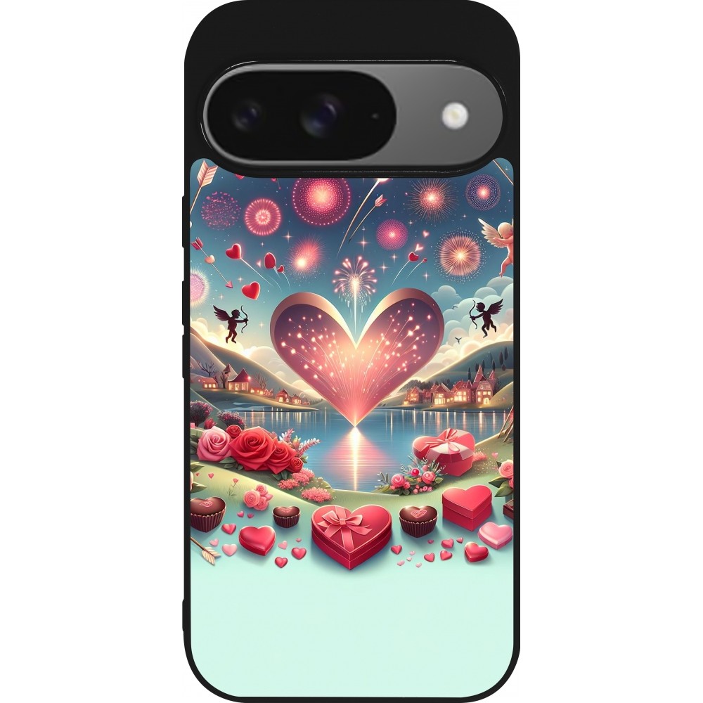 Google Pixel 9 / Pixel 9 Pro Case Hülle - Silikon schwarz Valentin 2025 Schick