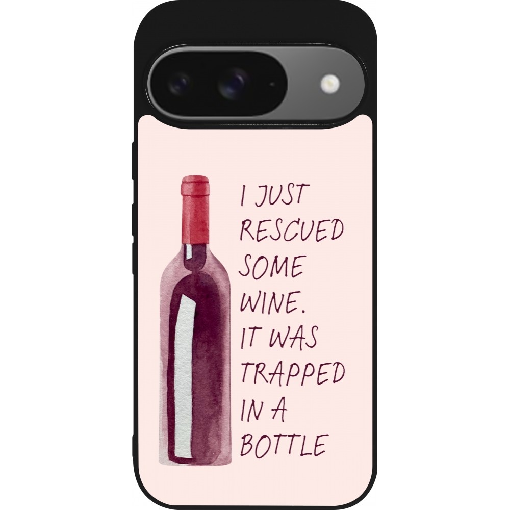 Google Pixel 9 / Pixel 9 Pro Case Hülle - Silikon schwarz I just rescued some wine