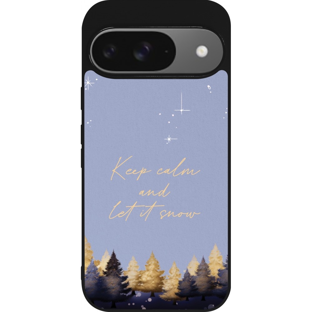 Coque Google Pixel 9 / Pixel 9 Pro - Silicone rigide noir Winter 25 Winter illustration of trees