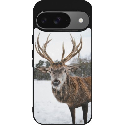 Coque Google Pixel 9 / Pixel 9 Pro - Silicone rigide noir Winter 25 Winter reindeer