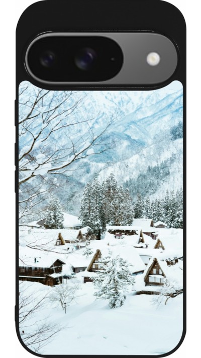 Coque Google Pixel 9 / Pixel 9 Pro - Silicone rigide noir Winter 25 Winter snowy landscape